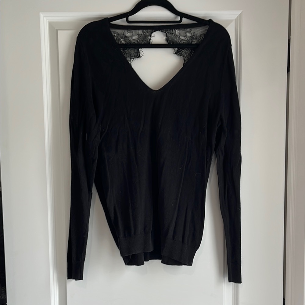 Black Lace Detail Women's Top